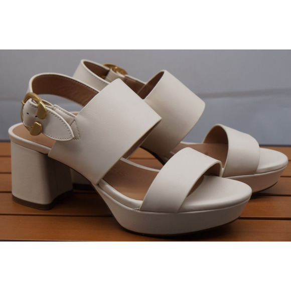 Aerosoles Women's US 7M Camera Platform Sandal Eggshell Leather - Picture 1 of 13